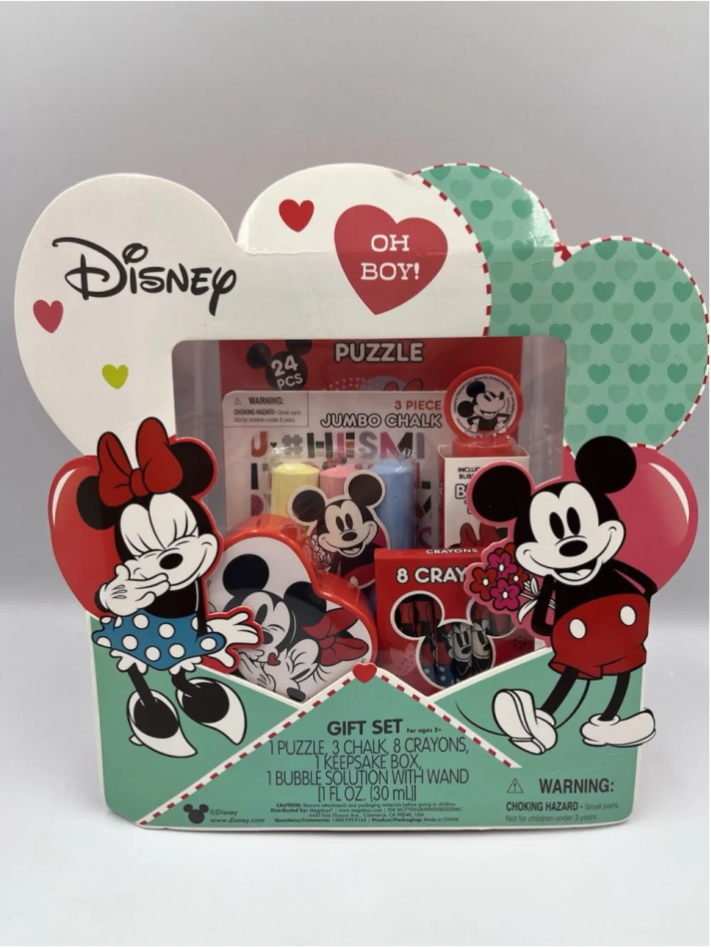 Disney Minnie & Mickey Valentine's Day Box Gift Set Puzzle Crayons New in BOX